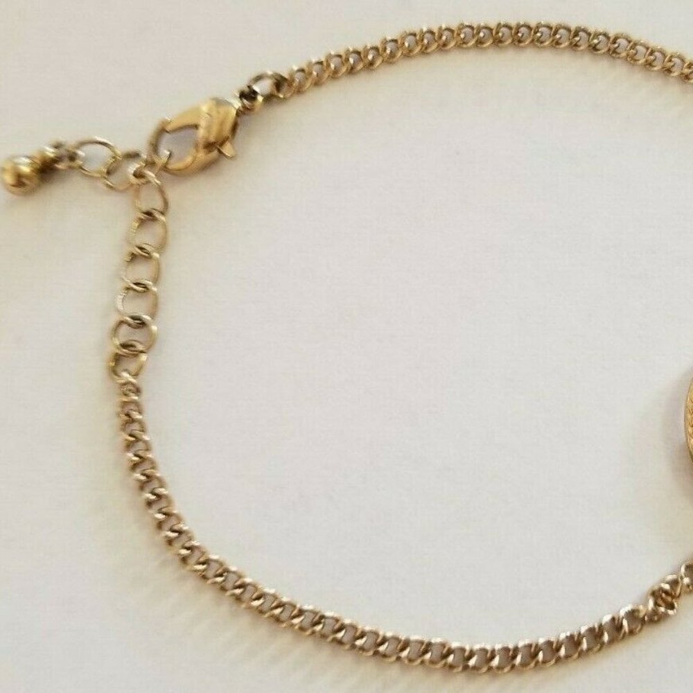 Goldtone PEACE SIGN with Rhinestones Bracelet - Picture 3 of 5